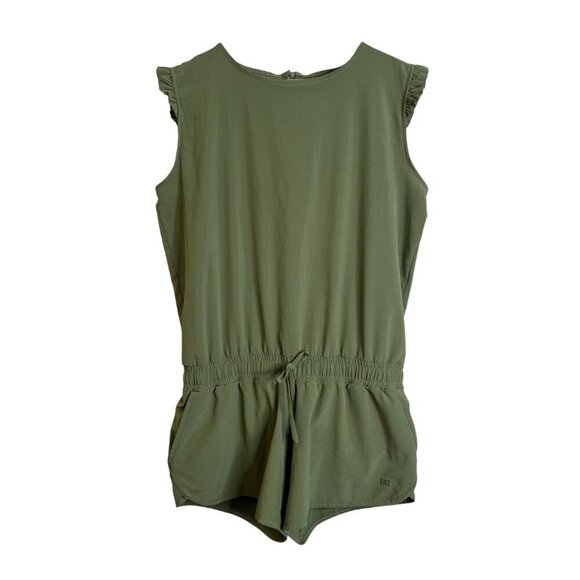 Albion Pants - Albion Fit Green Ruffle Trimmed Sprinter Shorts Romper Size Large Athleisure